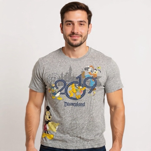 Disney Other - Disneyland 2019 Mickey Mouse Pluto Goofy Donald Graphic Tee Gray Size Small